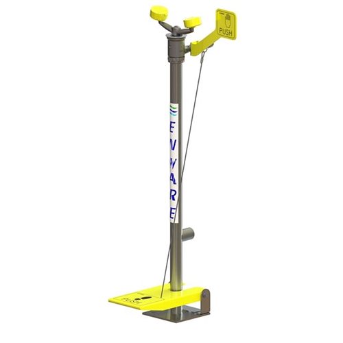 Emergency EyeFace Wash No-Bowl Pedestal Mounted HandFoot Operated